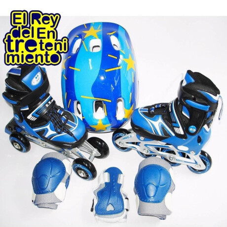 Set Rollers Aluminio + Casco + 6 Protecciones + Bolso Azul