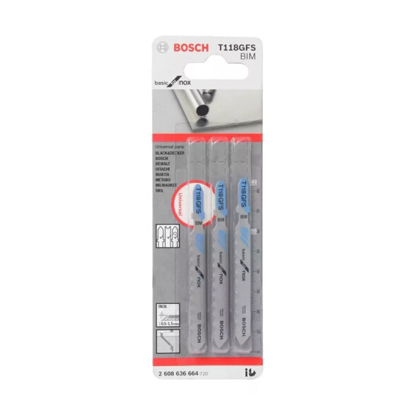 Hoja para caladora corte rápido acero 3 unidades Bosch BS3411