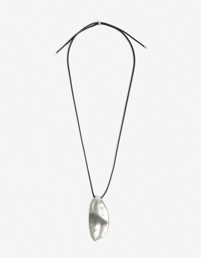 Collares Largos Metal Collar Largo Maxi Pieza Metal - Plateado Rodio