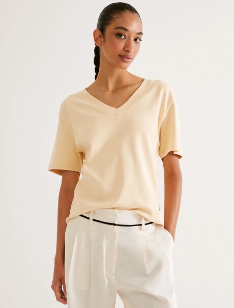 BLUSA MANGA CORTA CUELLO EN V OVERSIZED AMARILLO