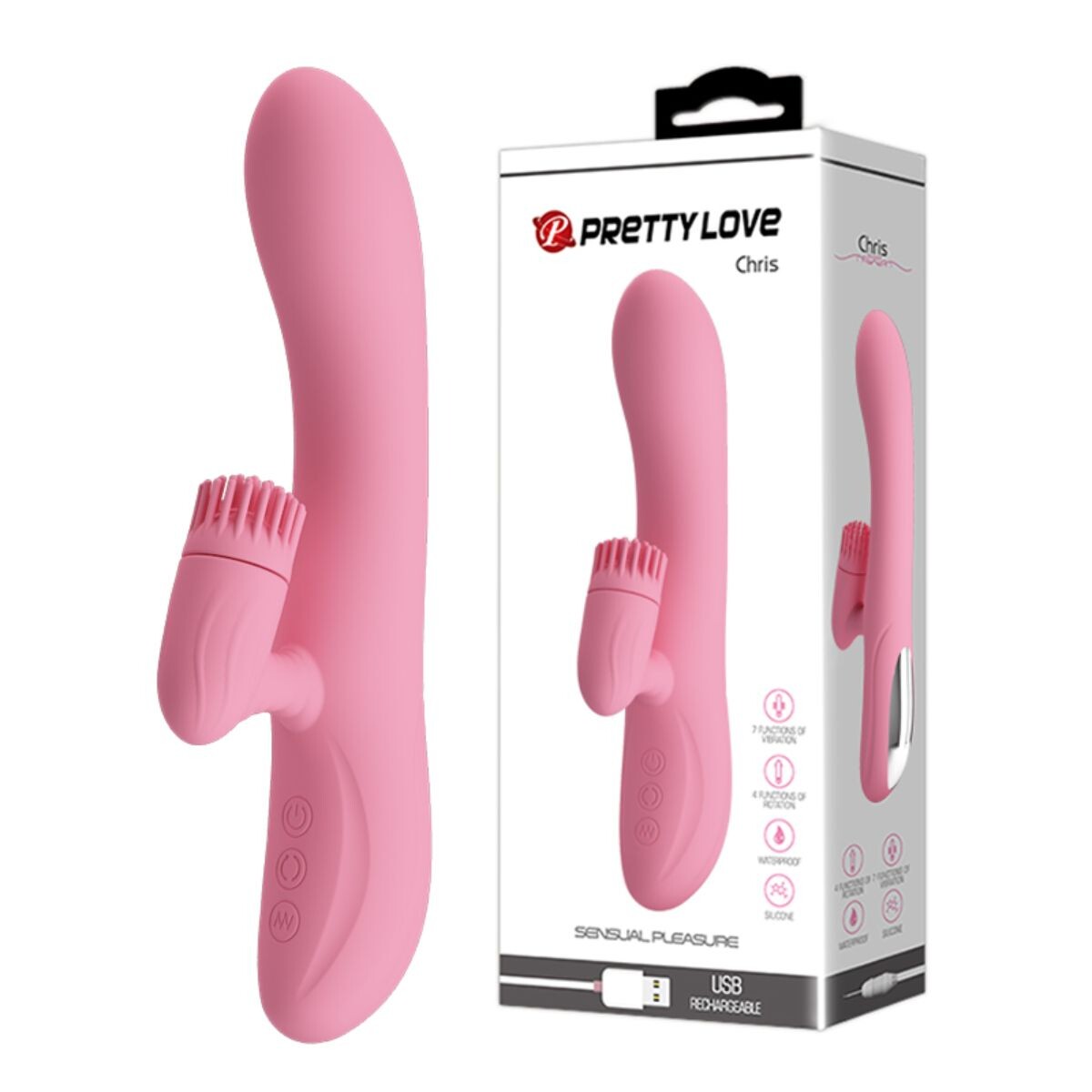 Vibrador Con Doble Estimulo Usb Pretty Love Chris 