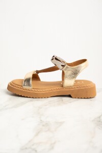 Sandalia Combinada Cuero Camel