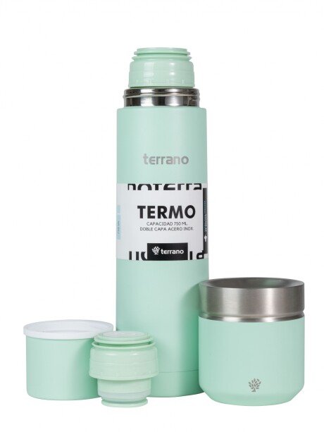 Kit Termo Acero Bala 750mL + Mate Folkie Verde Agua