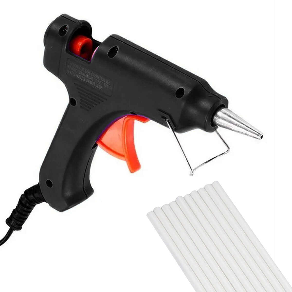 Set Pistola de Silicona 20W + 10 Barras Silicona de 0.7x20cm - Negro 