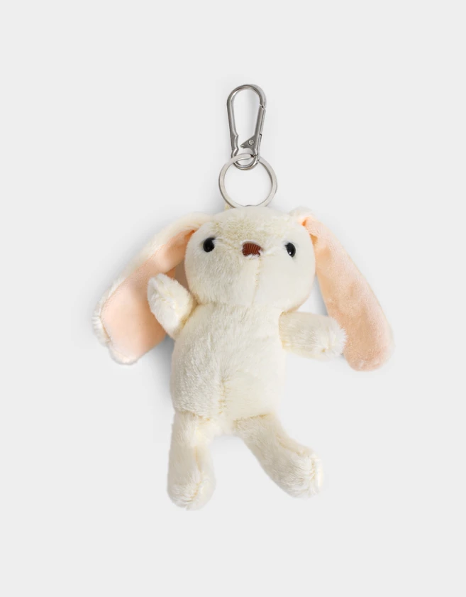 Llavero Peluche Llavero Y Charm De Conejito - Blanco Crudo
