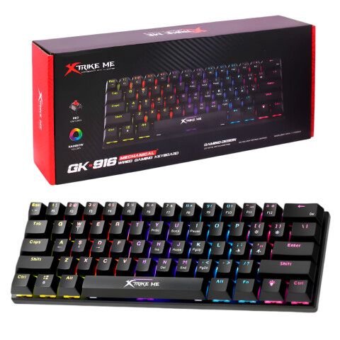 Teclado Mecánico Xtrike Me Gamer RGB GK-916 Anti Ghosting Color Negro