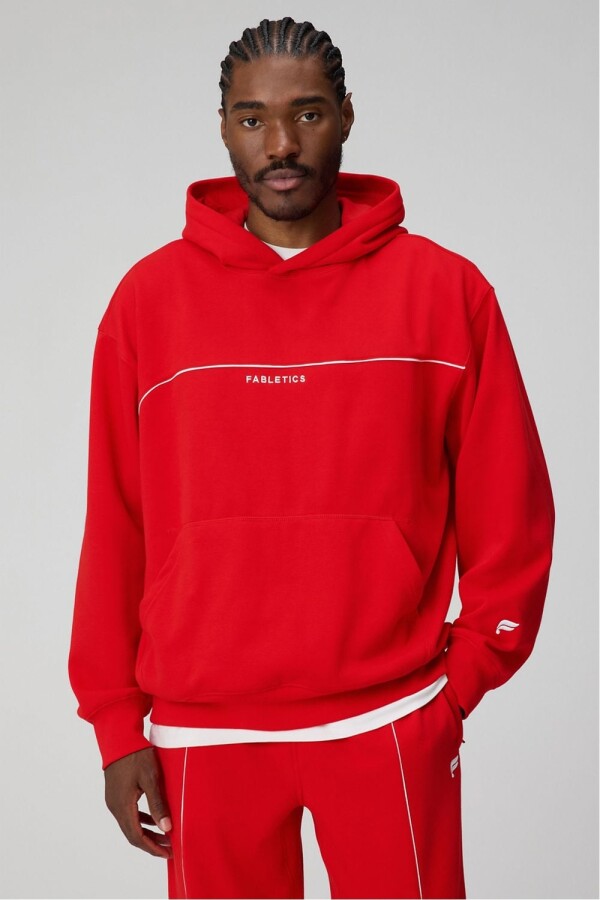 Polera The Go-To Oversized Hoodie Brand Dna Hombre Heated Red/Classic White