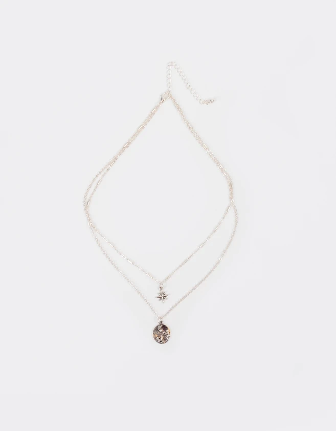 Collares Cortos Bañada en Plata Collar Multicadena Bañado En Plata - Plateado