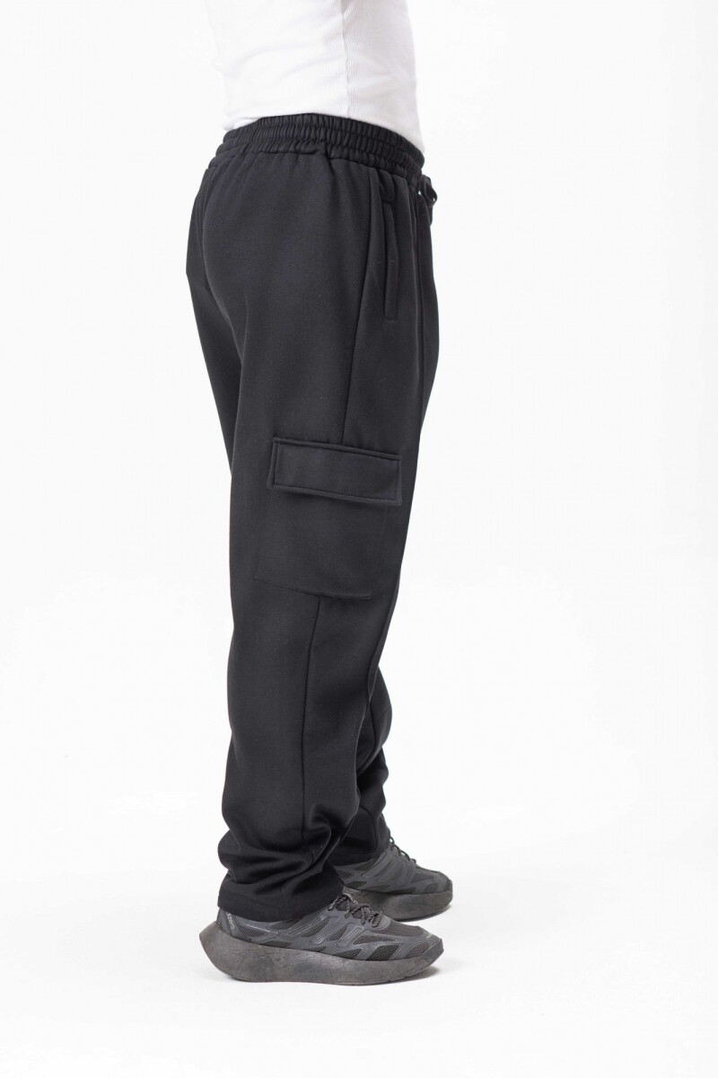 Pantalon Cargo Liso Negro