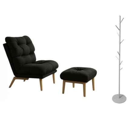 Combo Living Sillón Reclinable + Perchero Base Mármol Negro