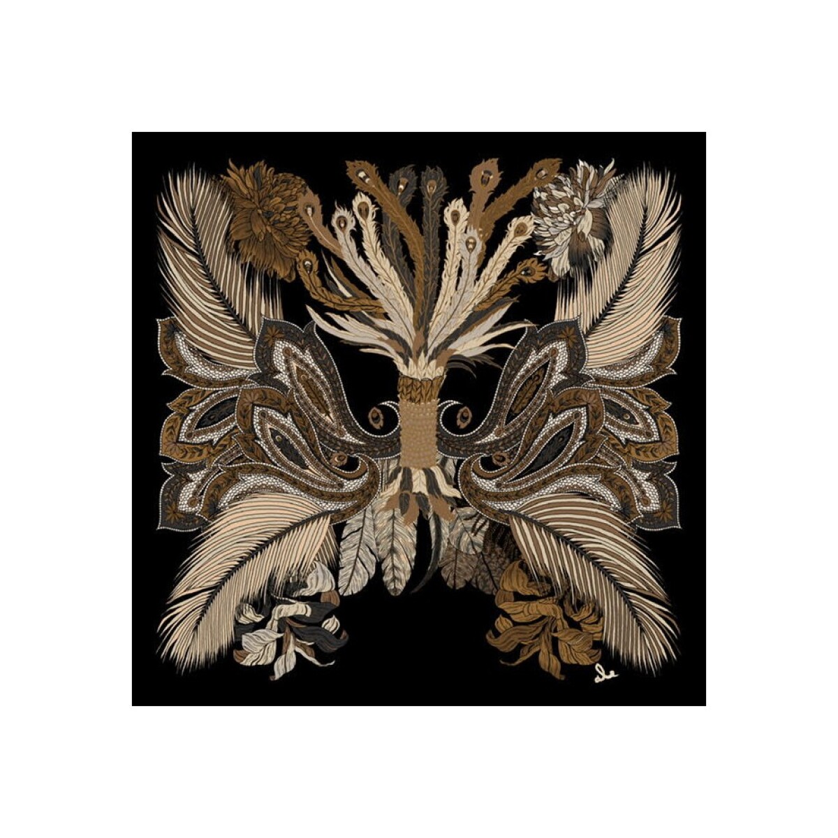 Pañuelo Black Quetzal (Seda) - Negro 