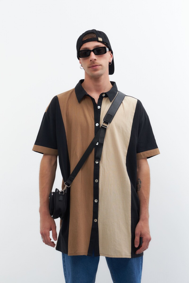 Tunica color block beige