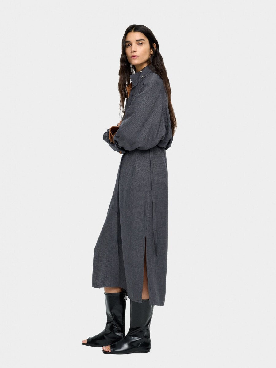 Vestido Midi Efecto Arrugado gris