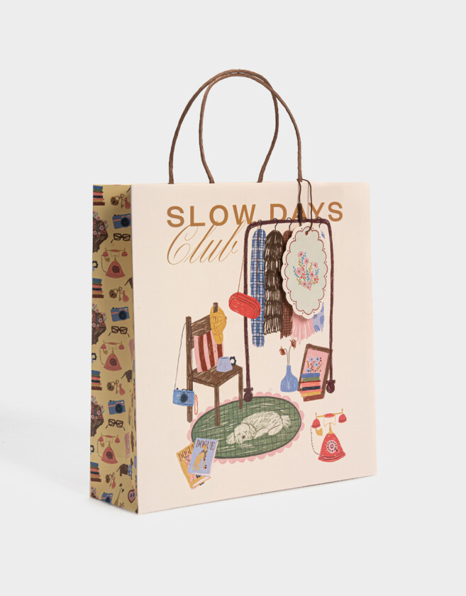 Accesorios Regalos Estampados Bolsa De Regalo Mediana - Blanco Crudo