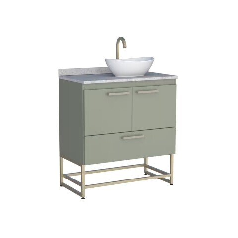 Mueble De Baño De Pie Suez Verde 80 cm con mesada Granito y Bacha De Loza Mueble De Baño De Pie Suez Verde 80 Cm Con Mesada Granito Y Bacha De Loza