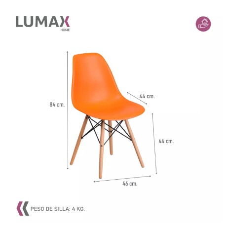 Silla De Comedor Eames Pack 4 Unidades Varios Colores Lumax Naranja