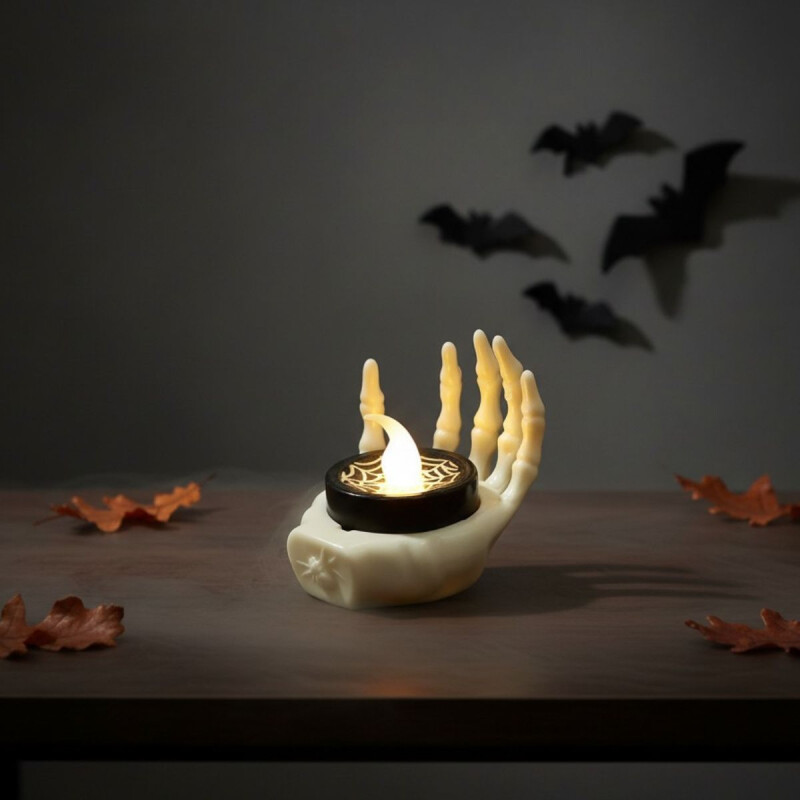 Vela Led Mano Halloween Blanca