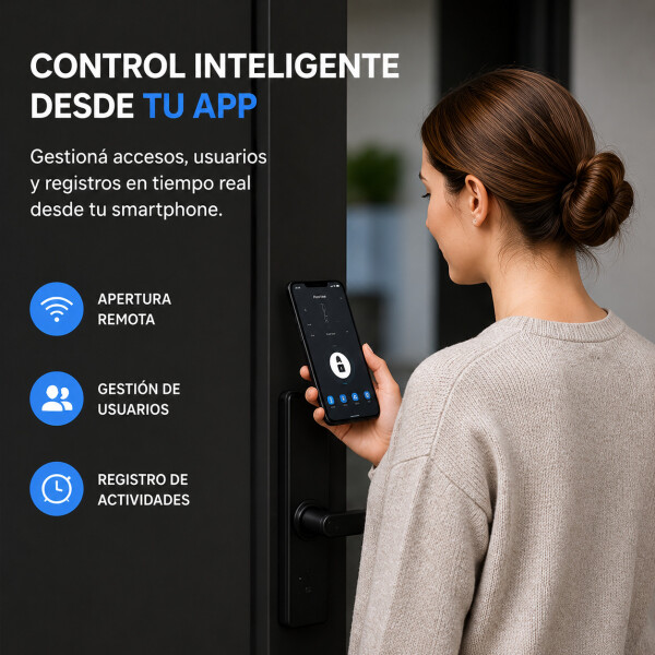 Cerradura Inteligente Digital Huella Contraseña Tarjeta Wifi Color Negro