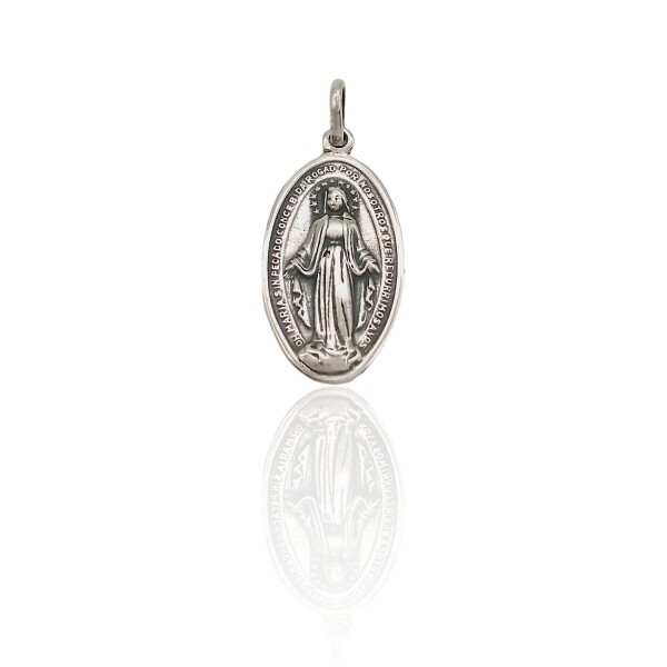 Dije Colgante Virgen Milagrosa-Plata 925 quemada-Sin piedra-CP3039 Conpiedra