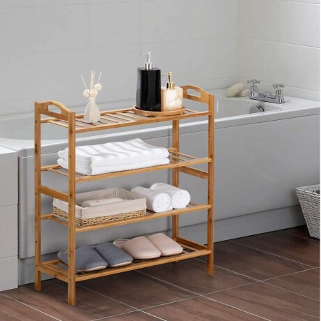 Zapatera Rack Organizador Multifunción de Bamboo 4 Estantes Marrón Claro