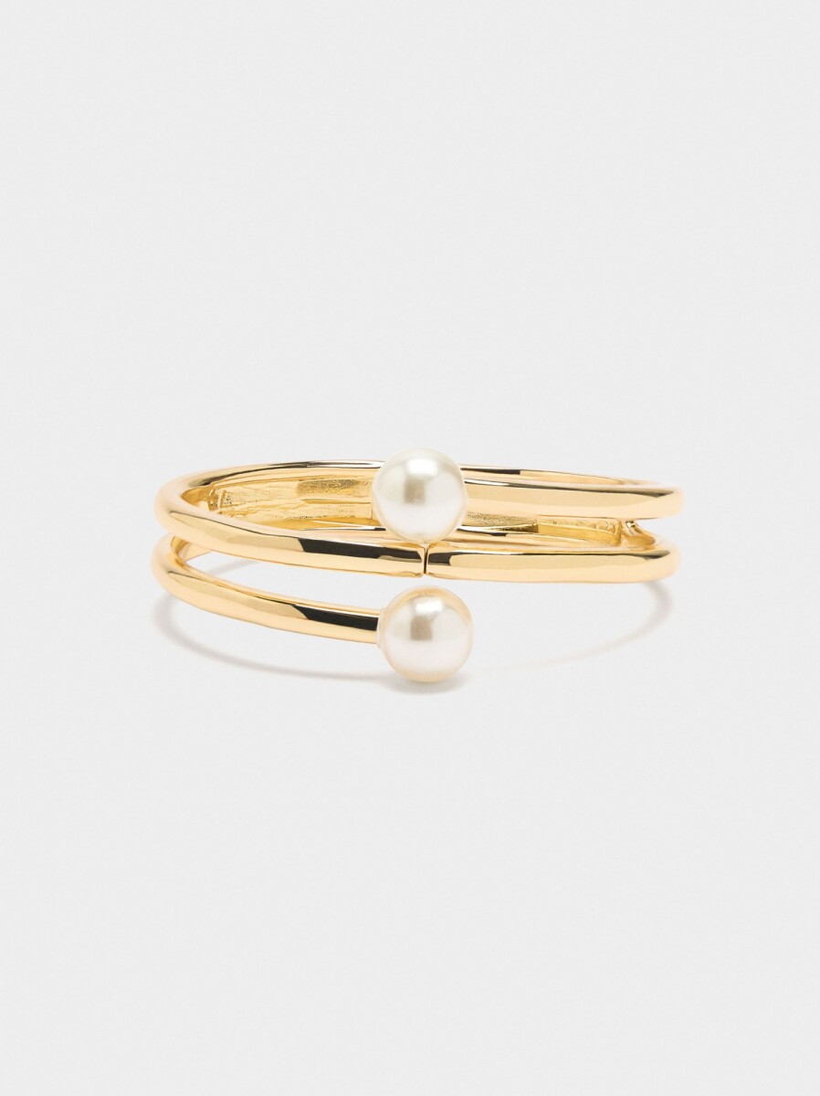 Pulsera Espiral De Perlas - blanco 