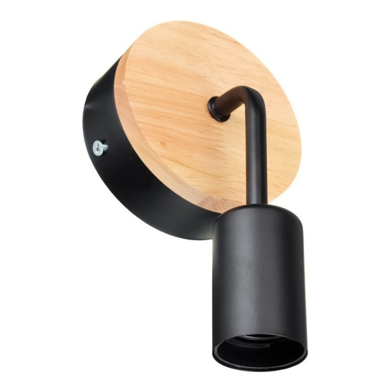 Aplique Pared Nordico Metal Madera Vintage Negro
