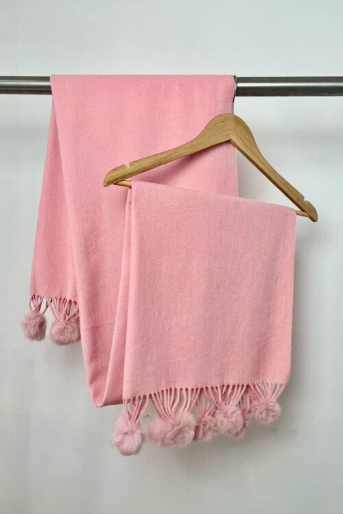 PASHMINA C/POM CONEJO ROSA