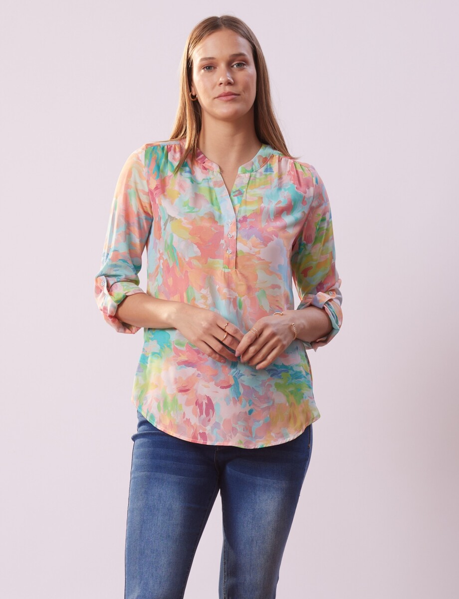 Blusa Printed - Multi/rosa 