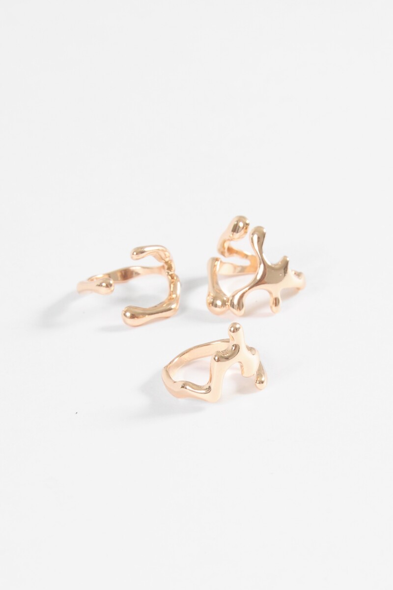 Set 3 anillos irregular dorado