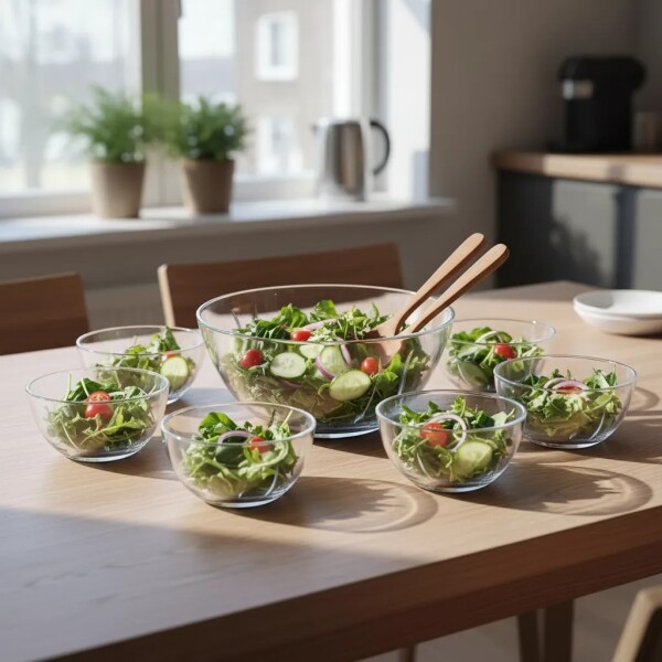 Juego Para Ensalada 7pzas De Vidrio - Red Cherry - X-7033 Juego Para Ensalada 7pzas De Vidrio - Red Cherry - X-7033