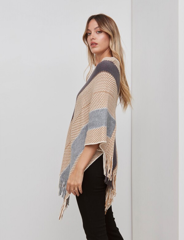 Poncho Lineas MULTI/TOSTADO