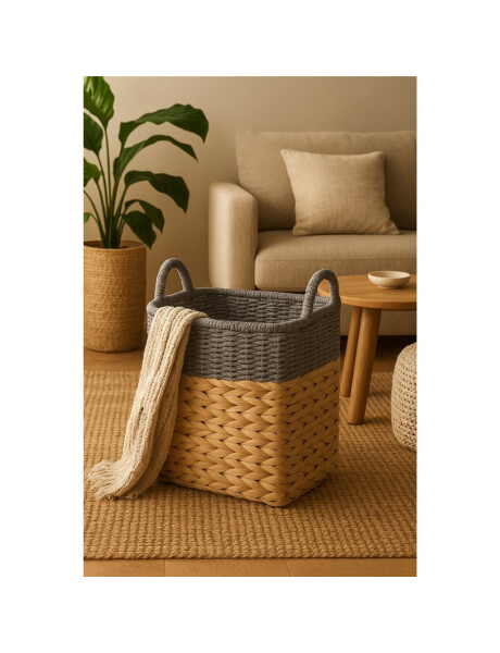 CESTO C/ASAS 31X31X27CM TEJ. CORDON PAPEL NAT/GRIS CESTO C/ASAS 31X31X27CM TEJ. CORDON PAPEL NAT/GRIS