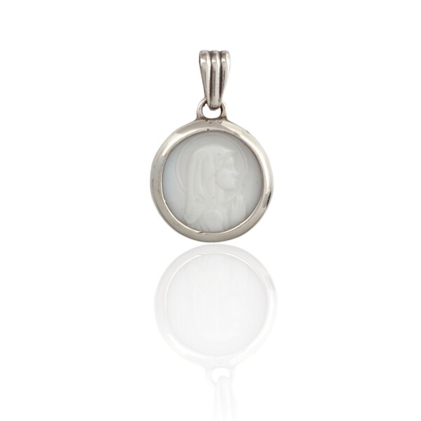 Dije Colgante Virgen Niña-Plata 925-Resina-CP3659 sinpiedra