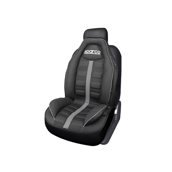 Cubreasiento Individual Eco Cuero Sparco Color Negro Con Franja Gris Cubreasiento Individual Eco Cuero Sparco Color Negro Con Franja Gris