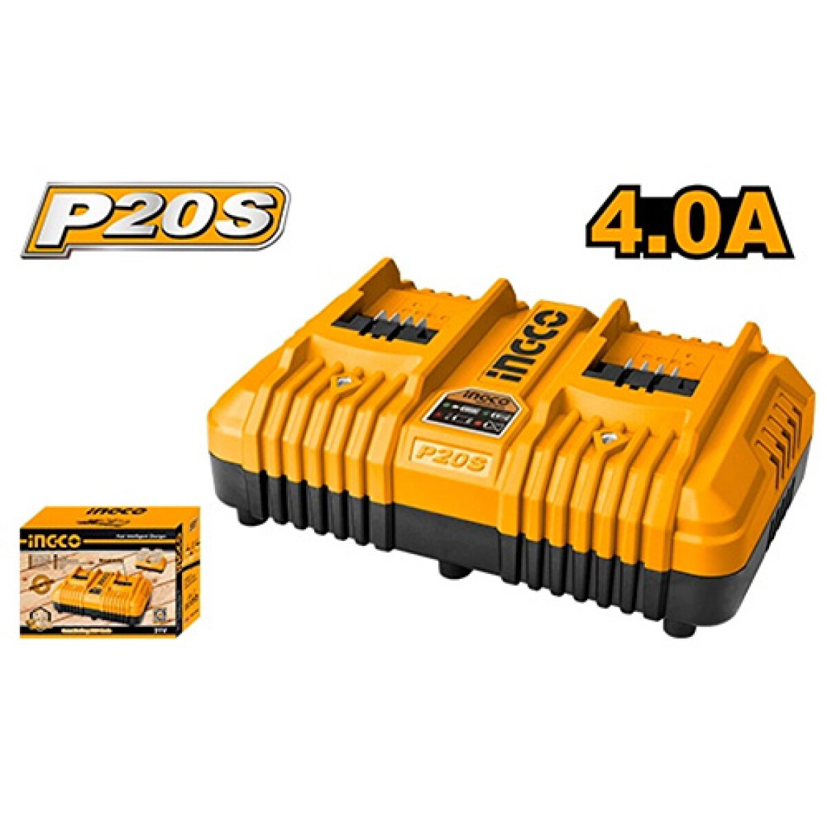 Cargador Rápido Ingco FCLI2034 Inteligente Doble 20V P20S 