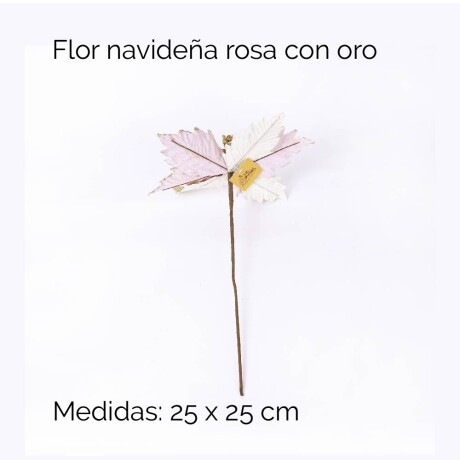 Flor De Navidad Rosa Con Oro 25 X25 Cm Unica