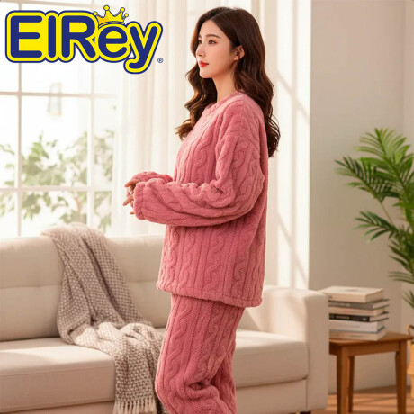 Conjunto Pijama Jogging Peluche Abrigo Buzo Pantalón Rosa