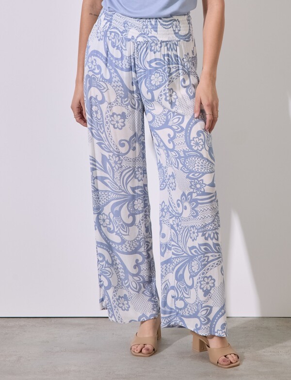 Pantalon Pull On Print AZUL/BLANCO