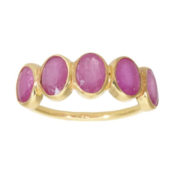 Anillo medio sin fin -Plata rodinada con micra oro 18k-Piedra Rubí- AN2018 conpiedra