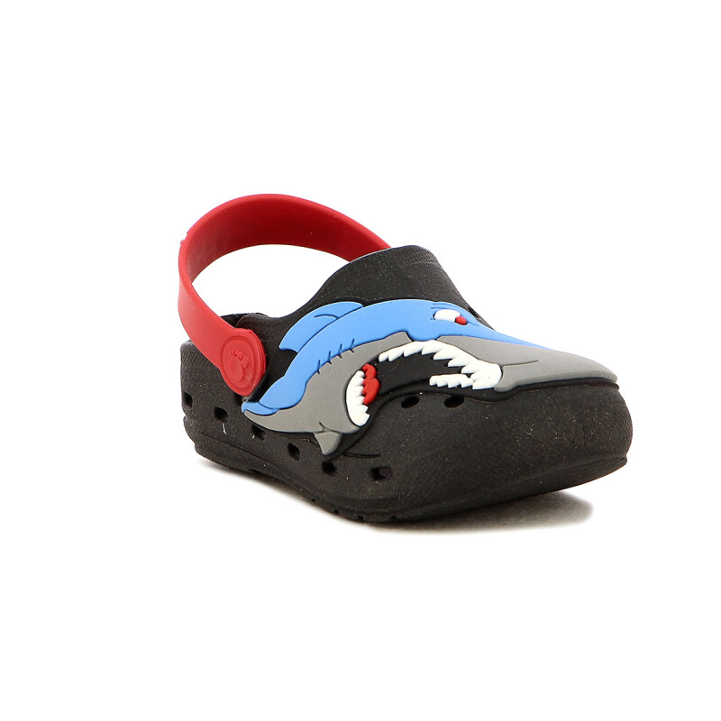 Pe Com Pe Zapato Zueco C/tiburon Negro-rojo