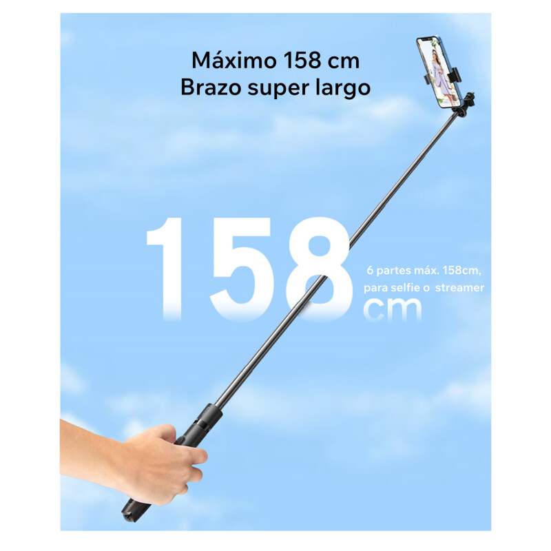 Palo de Selfie Tripode Acero Inoxidable extendible hasta 158 cm Sin Color