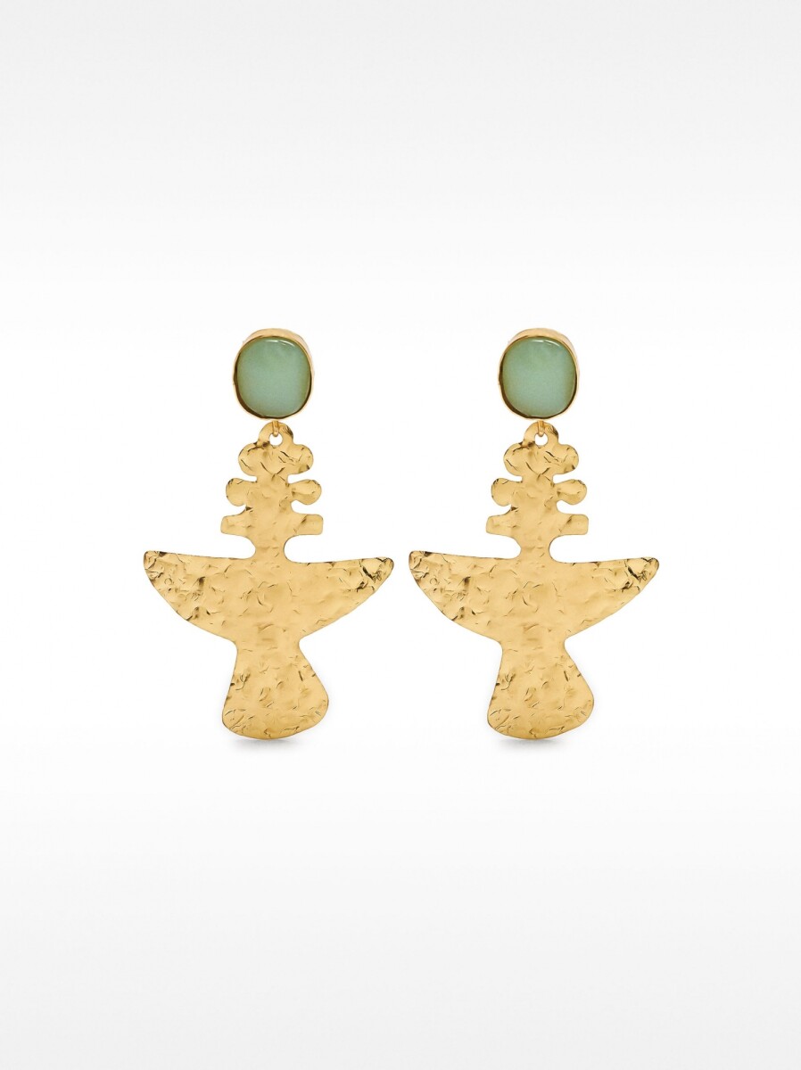 Pendientes De Brass Con Piedra - dorado 