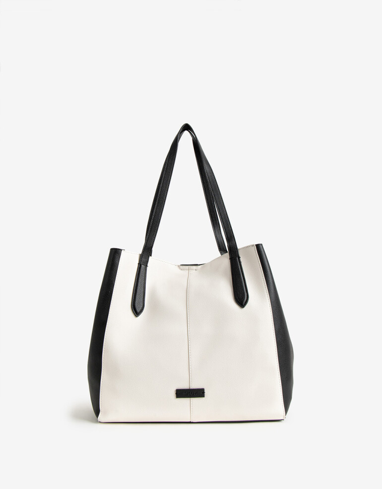 Shopper Shopper Con Doble Asa Corta De Hombro - Combinacion Bicolor