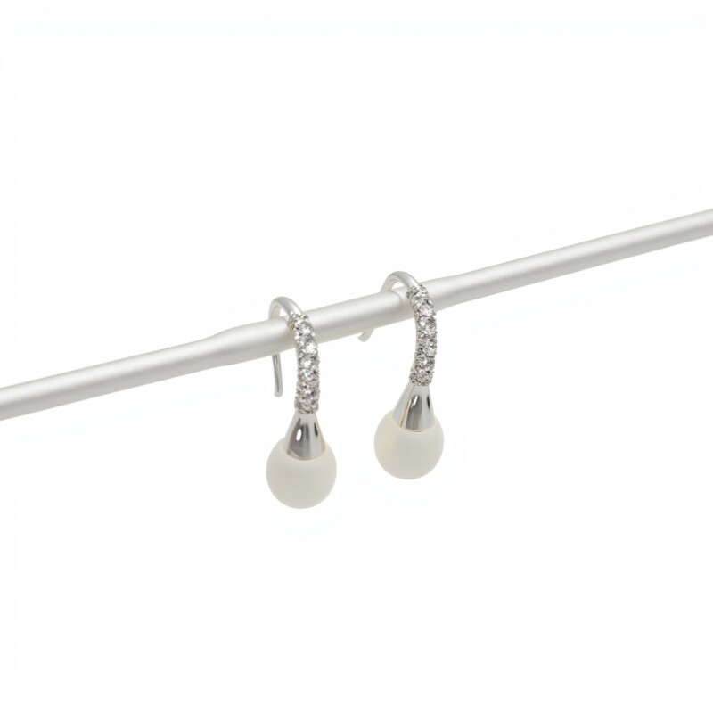 Caravanas Perlas-Plata 925-Con Perla y Zirconia-CA3212 conperla