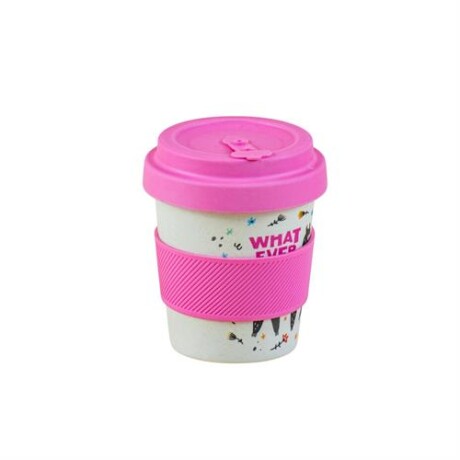 Vaso 350 ml con agarre de silicona Rosado Con Llama
