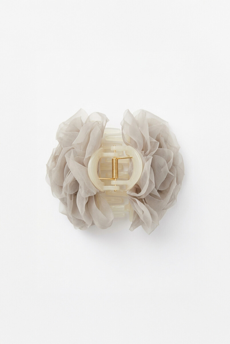 Broche flor tul - beige 