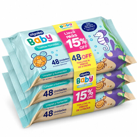 PACK TOALLITAS HUMEDAS BABY ALGABO 3 X 48UNDS 15% OFF PACK TOALLITAS HUMEDAS BABY ALGABO 3 X 48UNDS 15% OFF