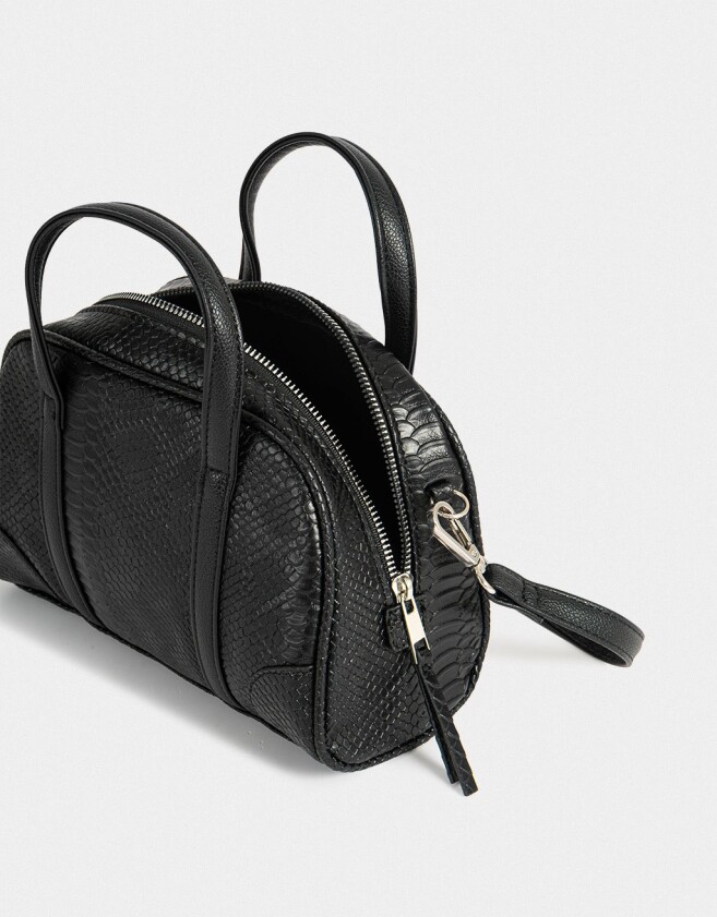 Bowling Noche Cartera Bowling Efecto Croco - Negro
