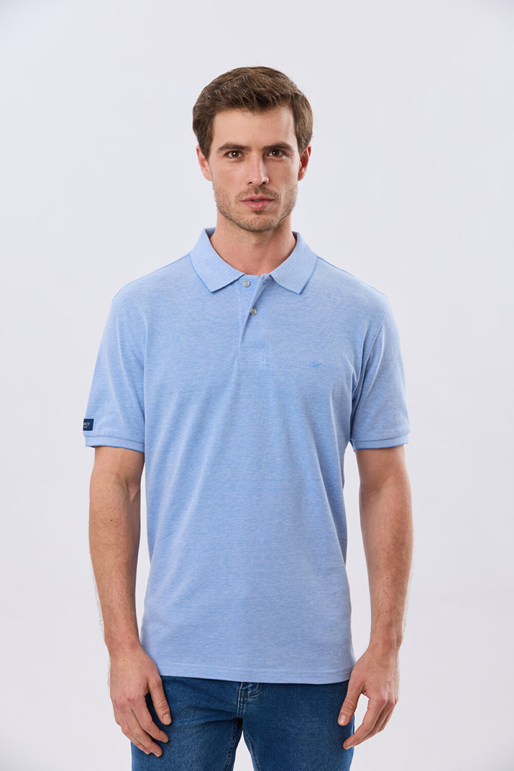 REMERA POLO LISA PIQUÉ Celeste