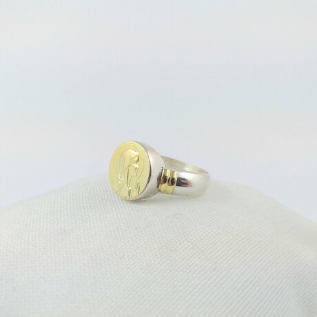 Anillo Religioso de Plata 925 con detalles de Doublé en Oro 18 kt Virgen Niña 13 mm